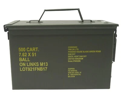 MILITARY ARMY 7.62 AMMO BOX METAL STORAGE CONTAINER TOOL BOX NATO Surplus (A) - Image 1 of 4