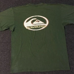 Vtg 90s Quiksilver Shirt XL Green Surfing Skateboarding Beach Thrasher Vaporwave - Picture 1 of 9