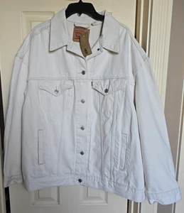 Levi's Women's BAGGY Trucker Jacket WHITE/OFF WHITE (Plus Size 1X) NWT MSRP $98 - Picture 1 of 12