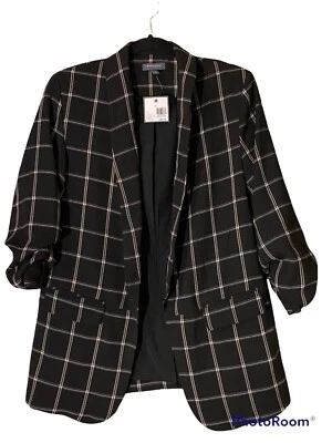 Blazer grande de cuadros negros Madison para mujer Foto 1 de 4