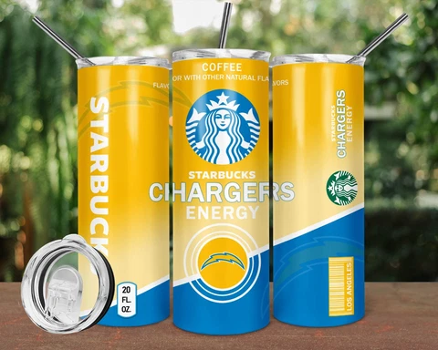 20oz Los Angeles Chargers Starbucks insulated tumbler with box lid and straw Cover