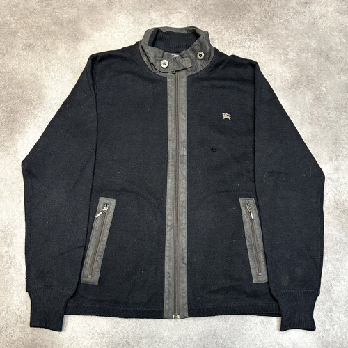 Burberry Black Label giacca in maglia uomo grande lana designer cappotto zip intera nero