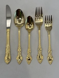 Oneida 1984 Golden Natchez 20 Piece Flatware Service For 4 Gold Electroplate NOS - Picture 1 of 17