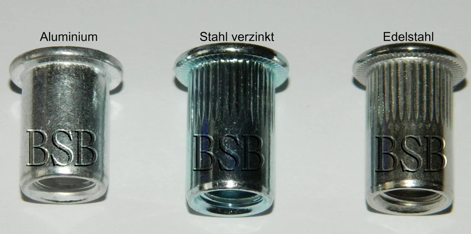 Blindnietmuttern Flachkopf Edelstahl Alu Stahl M3 M4 M5 M6 M8 M10 M12 Nietmutter - Bild 1 von 1