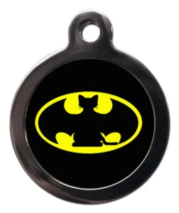 Katze Kätzchen Ausweisschild - Fledermaus Katze Symbol 24mm Tag Bild auf Vorderseite - Bild 1 von 2