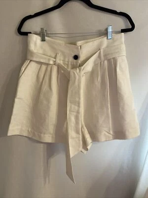 Pantalones cortos de tiro alto con marco para atar trajes blancos con cinturón talla 10 Foto 1 de 4