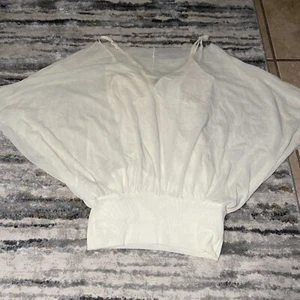 Y2K Arden B. transparentes schulterfreies 2-teiliges Trägertop Dolman cremefarben S - Bild 1 von 5