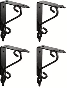 4x Ángulo de Estantería Negro Ménsula Consola Pared Regal Macizo Casa Campo - Imagen 1 de 11