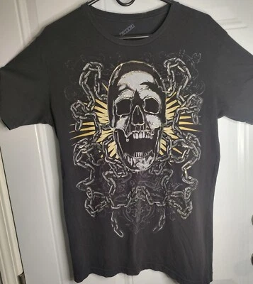 DECODED Y2K Skull And Chains Medium Men's Shirt. LARGE FIT MEDIUM. 100% Cotton. - Image 1 of 4