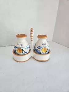 Toscana Florence Italian Pottery Salt & Pepper Set Italy Handpainted Lemons - Picture 1 of 7
