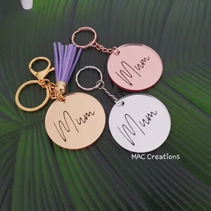 Mum Mummy Acrylic Key Ring Chain Mother's Day Gift Keyring Mothers Gold Mirror - Picture 1 of 2