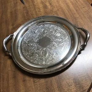 ONEIDA Silver Plated HEAVY DUTY Serving Tray with handles - 14" Made In ๐บ๐ธ USA - Picture 1 of 9