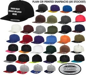 YUPOONG SNAPBACK CAPS ~ QUALITY PLAIN CAP - OR PRINTED WITH YOUR TEXT/LOGO - Picture 1 of 48