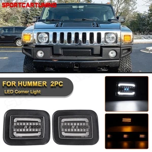 For 03-09 Hummer H2 SUV SUT Crew Cab Smoked Front Corner DRL Turn Signal Lights - Picture 1 of 13
