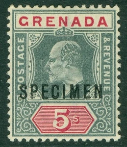 SG 65 Grenada 1902. 5/- green & carmine, overprinted specimen. Lightly... - Picture 1 of 2