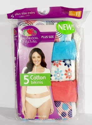 5 Pairs Fruit of the Loom Fit for Me Cotton Bikinis Plus Size 11 4X NOS 2011 - Image 1 of 4