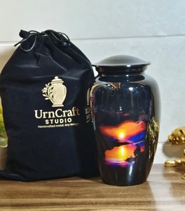 Schwarze Einäscherungsurne - Sunset Lake Design Erwachsene Gedenurne für menschliche Asche - Bild 1 von 13