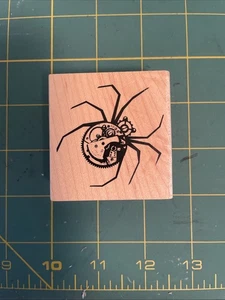 Inkadinkado Steampunk Spinne mit Uhr Körper Gummi Holz Stempel Halloween - Bild 1 von 3