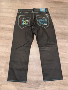 Vintage Coogi Jeans Mens 40x34 Black Embroidered Rare Jeans - Picture 1 of 11