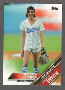 AUBREY PLAZA 2016 Topps Update FIRST PITCH Insert Card #FP-6 Dodgers Stadium 5 - Picture 1 of 2
