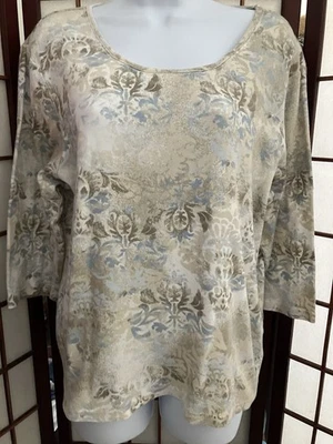 Top Liz Claiborne Primera Edición Multicolor Manga Corta Cuello Redondo/Lentejuelas Pequeñas Foto 1 de 4