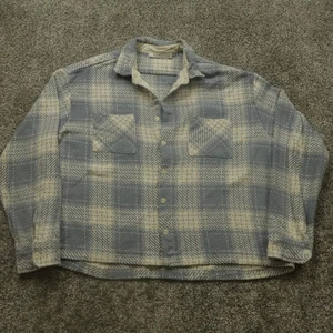 mnml Shirt Mens 3XL Blue Cream Plaid Heavy Overshirt Button Up Cotton Shacket - Picture 1 of 8