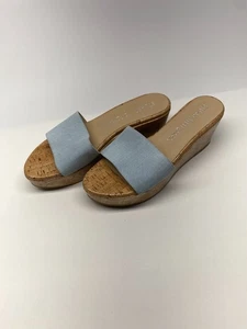 Stuart Weitzman Womens Summer Denim Wedge Sandals Sz 10 B - Picture 1 of 10