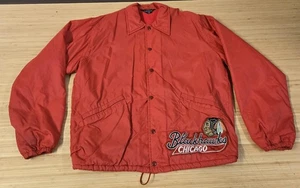 Chicago Blackhawks Jacke Herren Medium rot NHL Hockey Fleece gefüttert Druckknopf Coach - Bild 1 von 10