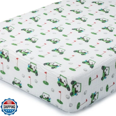 Lençol de berço LollyBanks musselina pacote com 1, 100% algodão neutro lençol de berço para  - Imagem 1 de 4