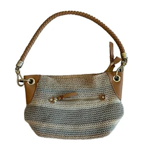 SAK Handtasche Gr. Medium grau beige hellbraun Schultertasche gewebt geflochten Boho Chic - Bild 1 von 10