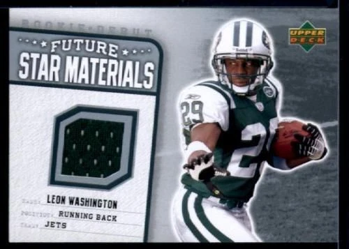 LEON WASHINGTON 2006 UD FUTURE STAR MATERIALS WORN JERSEY- ROOKIE - Image 1 of 1