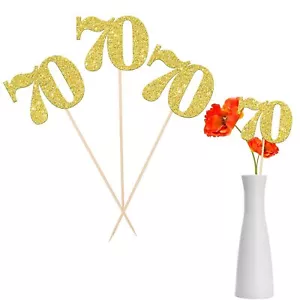 12 PCS Glitter 70th Birthday Centerpiece Sticks Number 70 Cake Toppers Sevent... - Picture 1 of 8