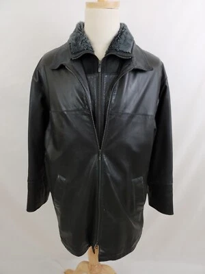 Chaqueta de cuero para hombre Bod & Christensen de dos capas cuello sherpa negra talla 40 Foto 1 de 4
