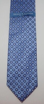 NUEVO CON ETIQUETAS CORBATA HAINES & BONNER AZUL con LUNARES AZULES 100% SEDA 59" Foto 1 de 4
