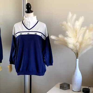 Blast | Vintage 80s Missy Navy Blue Top | Size: XL - Bild 1 von 9