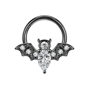 Bat Earring Labret Industrial Navel Piercing CZ Stainless Steel Nose Septum Ring - Picture 1 of 38