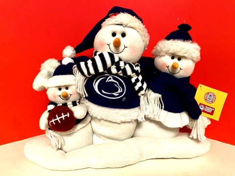 Penn State Nittany Lions Football Plush Christmas Snowman Family Tabletop Decor Cover