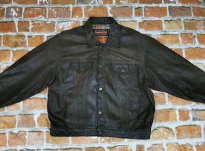 Chevignon Vintage Leather Jacket Western Jeans Style Coffee Size: XXL Tip Top - Picture 1 of 10