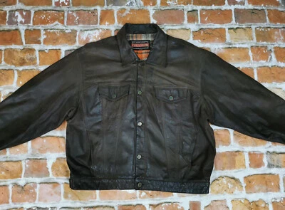 Chevignon Vintage Leather Jacket Western Jeans Style Coffee Size: XXL Tip Top - Image 1 of 4