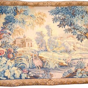 French Tapestry Point de L'Halluin Le Lignon Calissique Chevreuse Castle 54x36"