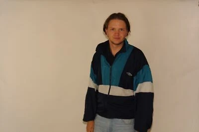 Wilson VINTAGE Veste Trackjacket XL Bleu Haut Vêtements De Sport Streetwear - Photo 1/3