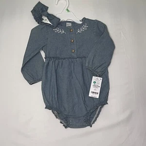 NWT Carter girls 18 months 2 piece outfit snap bottom and headband - Picture 1 of 5
