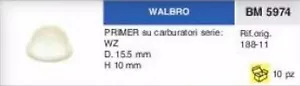 188-11 PRIMER POMPETTA POMPA MISCELA CARBURATORE WALBRO Ø 15,5 mm H 10 mm - Zdjęcie 1 z 1