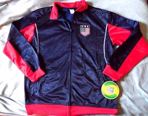 UNITED STATES of AMERICA "RHINOX OFFICAL" BLUE/RED SOCCER JACKET MEN'S XL $95NEW - Picture 1 of 4