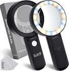 Magnifying Glass 30X, 18LED Handheld Large Magnifying Glass with light 100mm/4in
