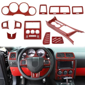 Red Carbon Full Set Interior Decor Cover Trim For Dodge Challenger 2009-14 Parts - Bild 1 von 10