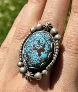 Anillo turquesa egipcia de plata de ley Elgin Tom. Talla 8,5. Navajo - Imagen 1 de 12