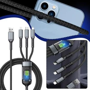 3-In-1 100W 5A Fast Charging USB to Type-C Micro Charger Cable For iPhone I4W6 - Afbeelding 1 van 13