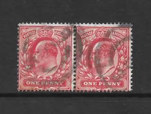 GREAT BRITAIN SCOTT 147 USED PAIR - 1911 1p CAR ROSE - KING EDWARD VII ISSUE (D) - Picture 1 of 2