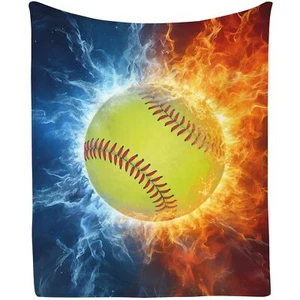 Softball Gifts Blanket Cool Fire and Ice Softball Blanket Softball Gifts for ... - Picture 1 of 6